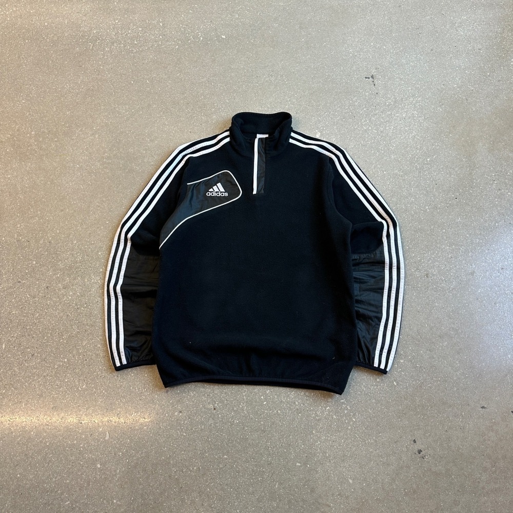 Adidas Mens Black Fleece 1/4 Zip Track Jacket Athletic Sportswear
